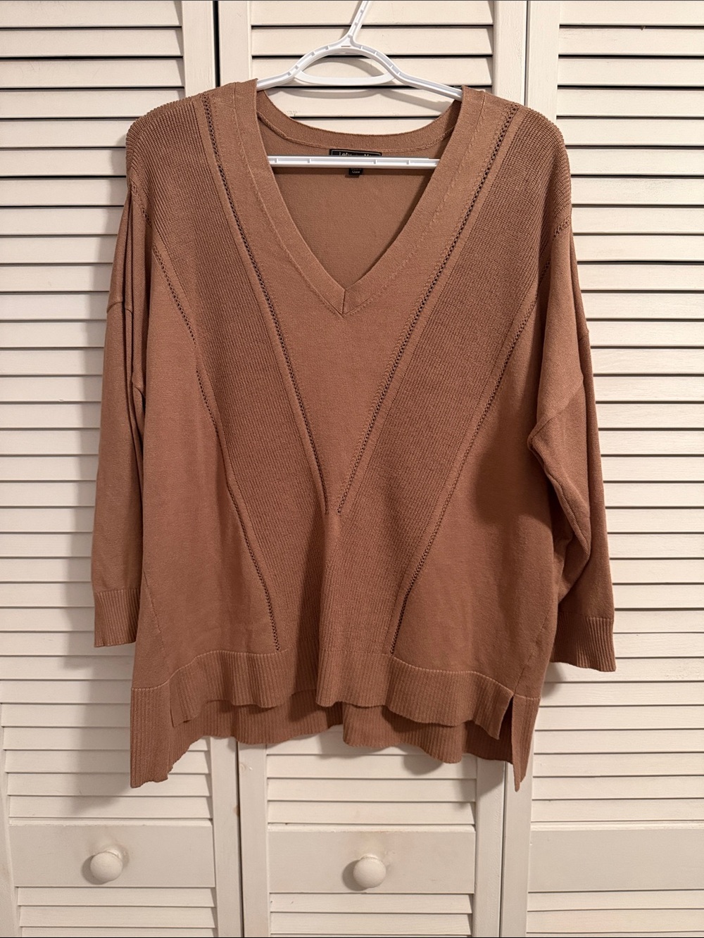 *Stitch Fix* Lety & Me Relaxed V-Neck Sweater Tunic in Taupe